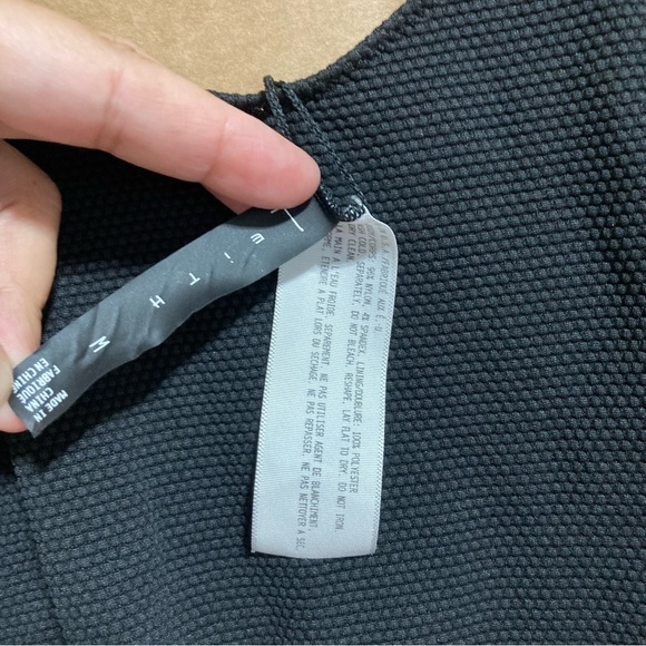 LEITH Black Textured One Piece Swimsuit V Neck Plunge Back Womens Medium - Picture 10 of 13